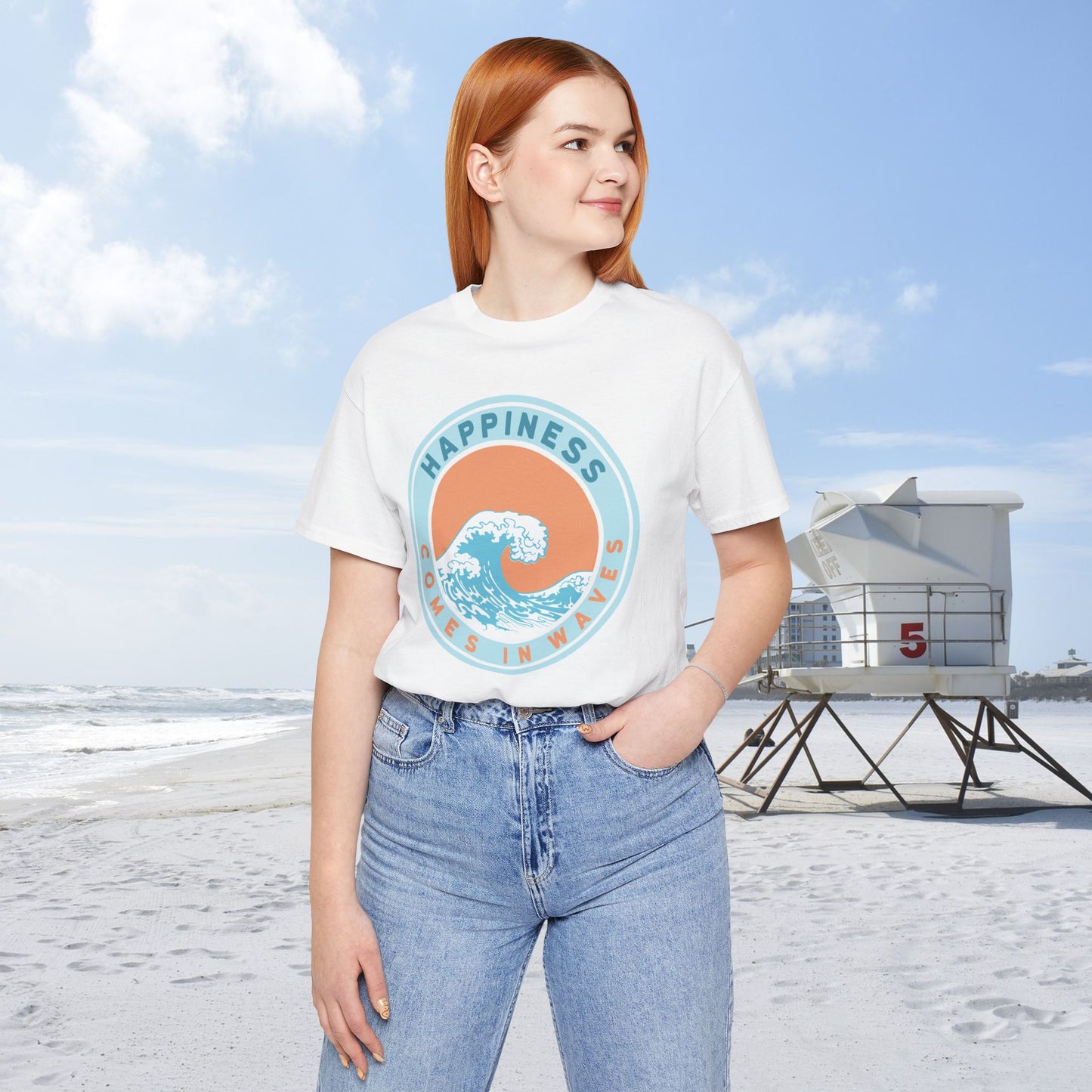 Surfer Shirt "Happiness comes in Waves"