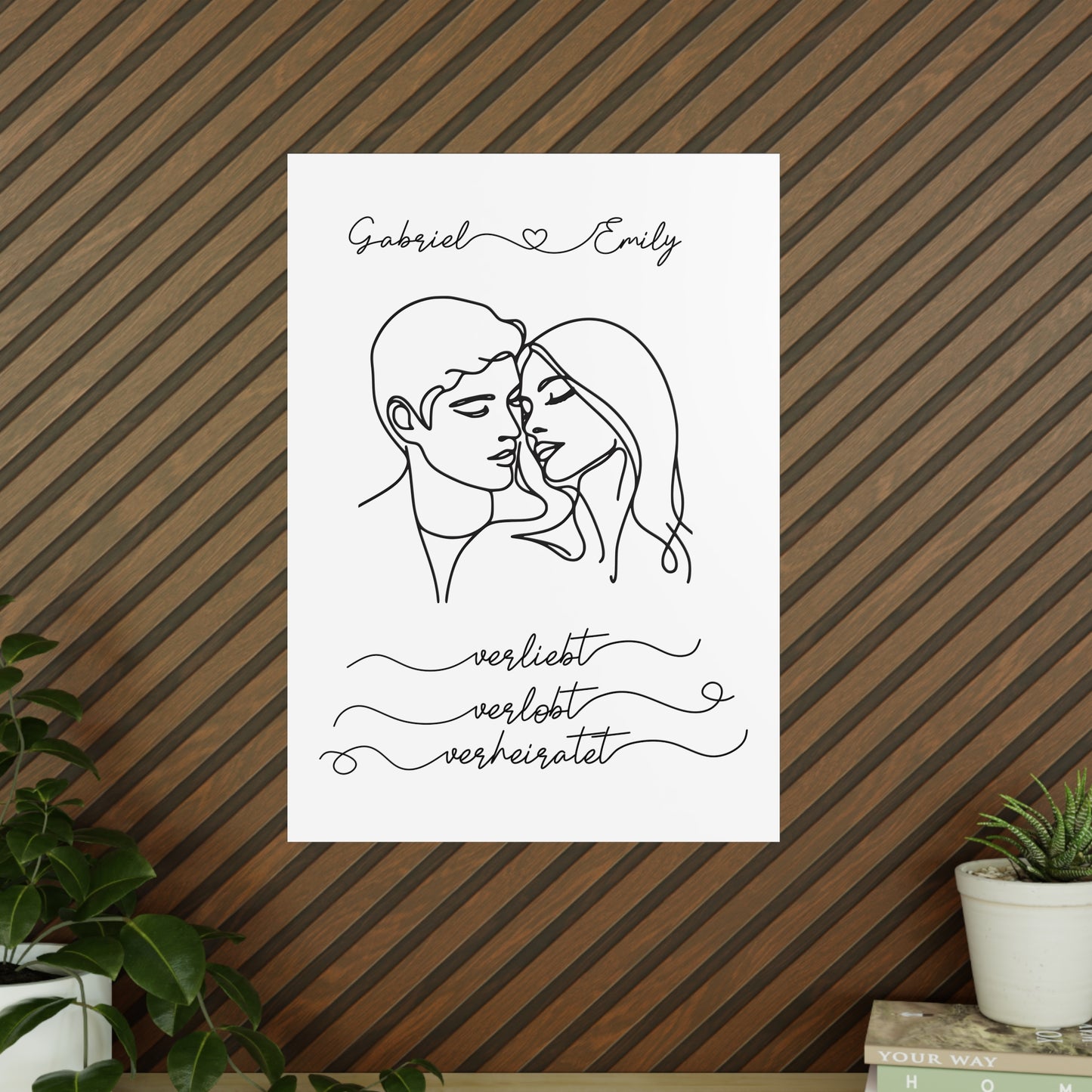 personalisierbares Poster "Verliebt, verlobt, verheiratet"
