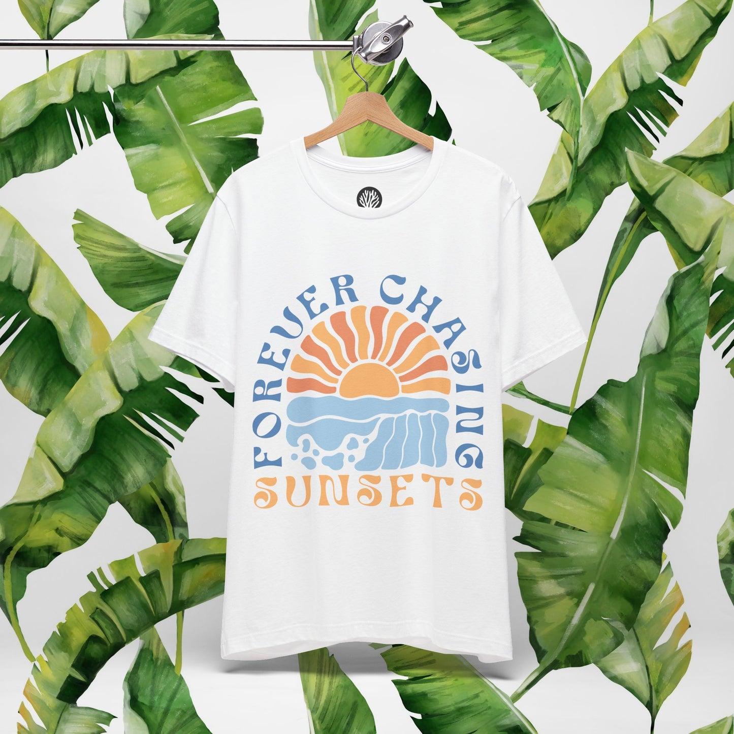 Surfer Shirt "Chasing Sunsets" | Relaxed Summer Vibe | Unisex Casual Wear, Beach Flat Art