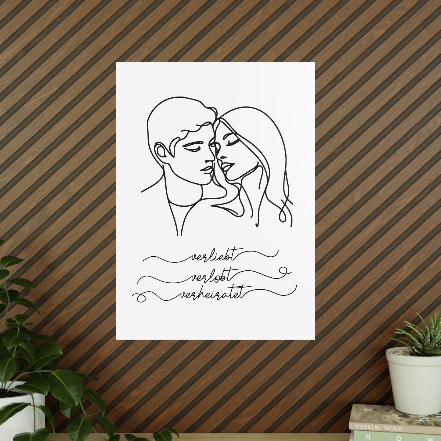 Minimalistisches Poster "Verliebt, verlobt, verheiratet"