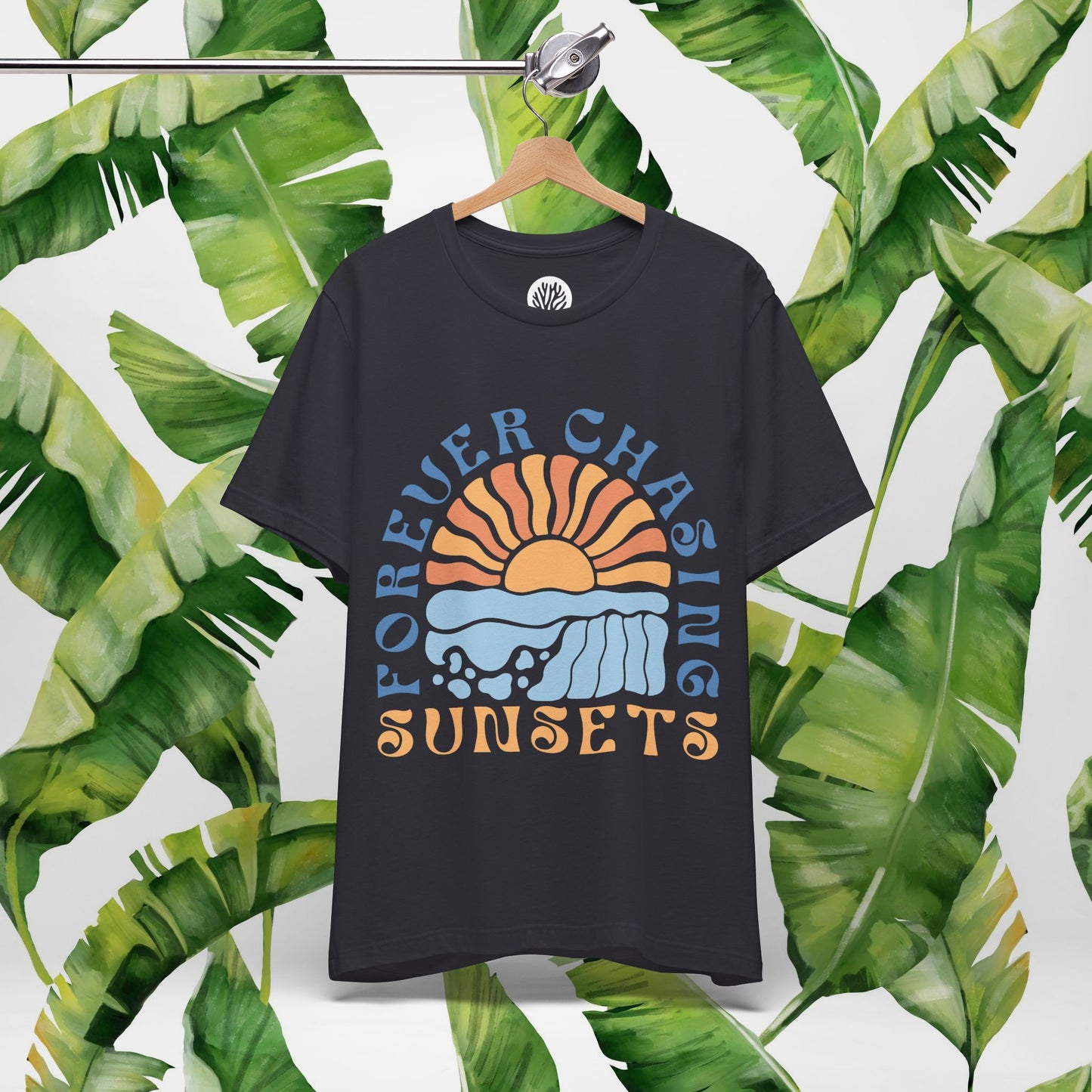 Surfer Shirt "Chasing Sunsets" | Relaxed Summer Vibe | Unisex Casual Wear, Beach Flat Art