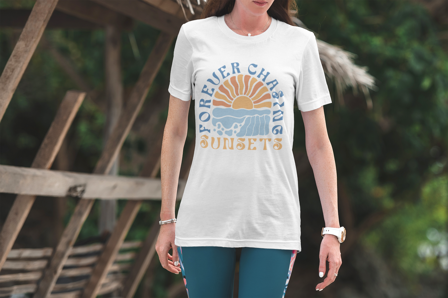 Surfer Shirt "Chasing Sunsets" | Relaxed Summer Vibe | Unisex Casual Wear, Beach Flat Art