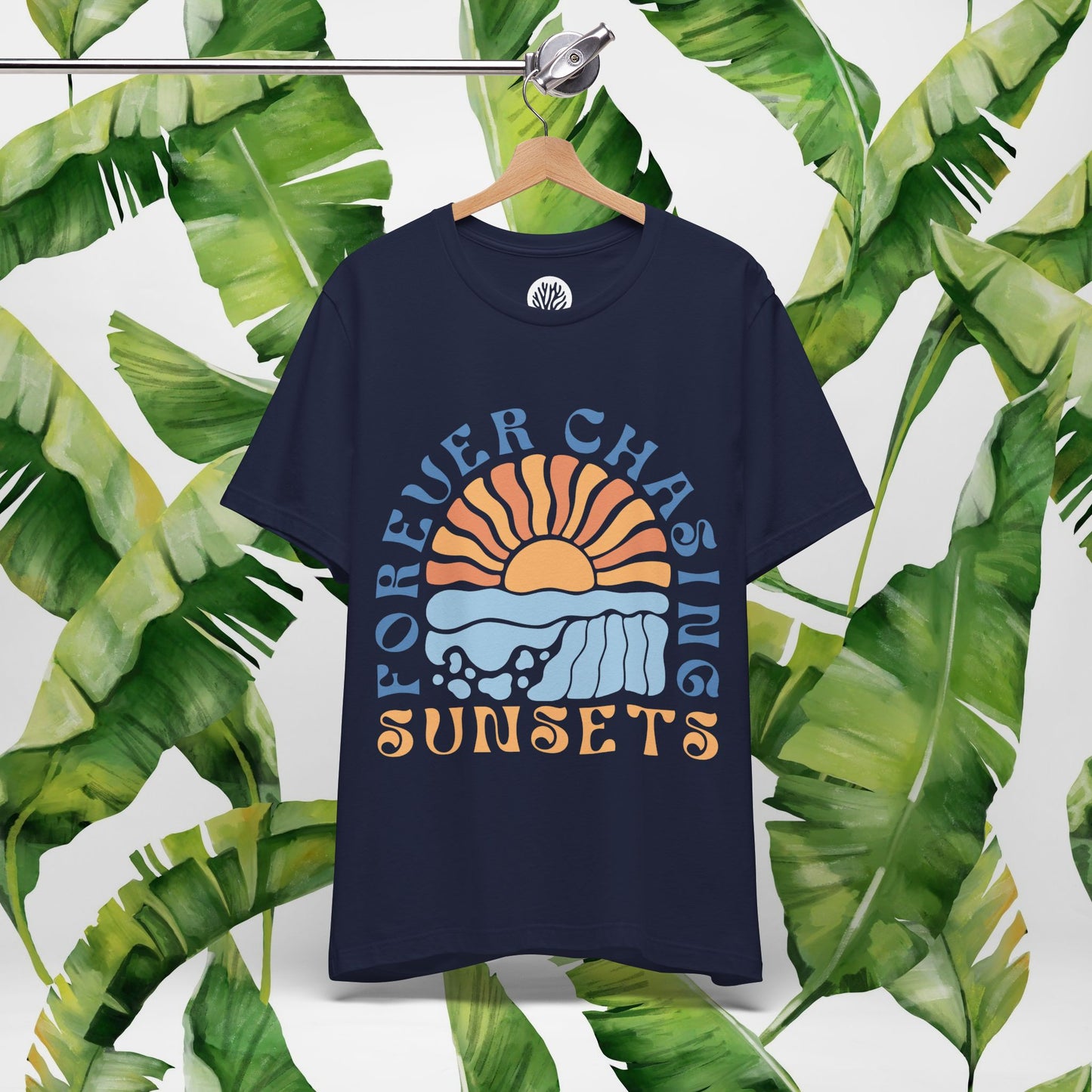 Surfer Shirt "Chasing Sunsets" | Relaxed Summer Vibe | Unisex Casual Wear, Beach Flat Art