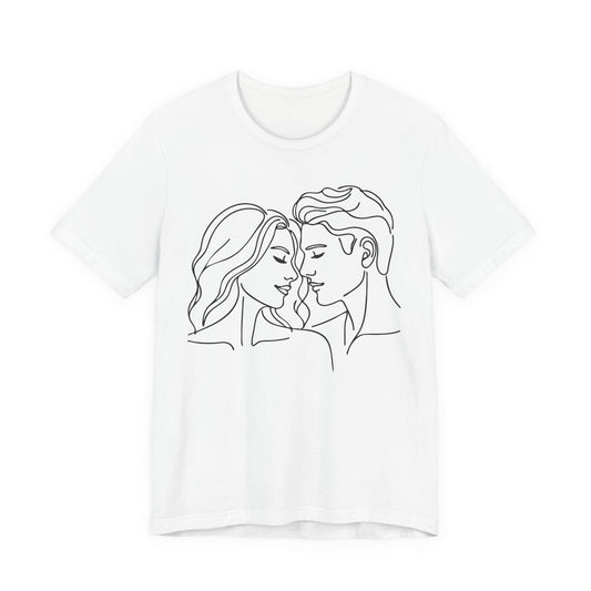 romantisches LineArt Shirt mit Zwei Liebenden  Geschenk zum Valentinstag