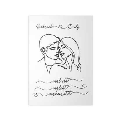personalisierbares Poster "Verliebt, verlobt, verheiratet"