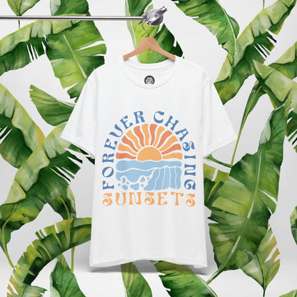 Surfer Shirt "Chasing Sunsets" | Relaxed Summer Vibe | Unisex Casual Wear, Beach Flat Art