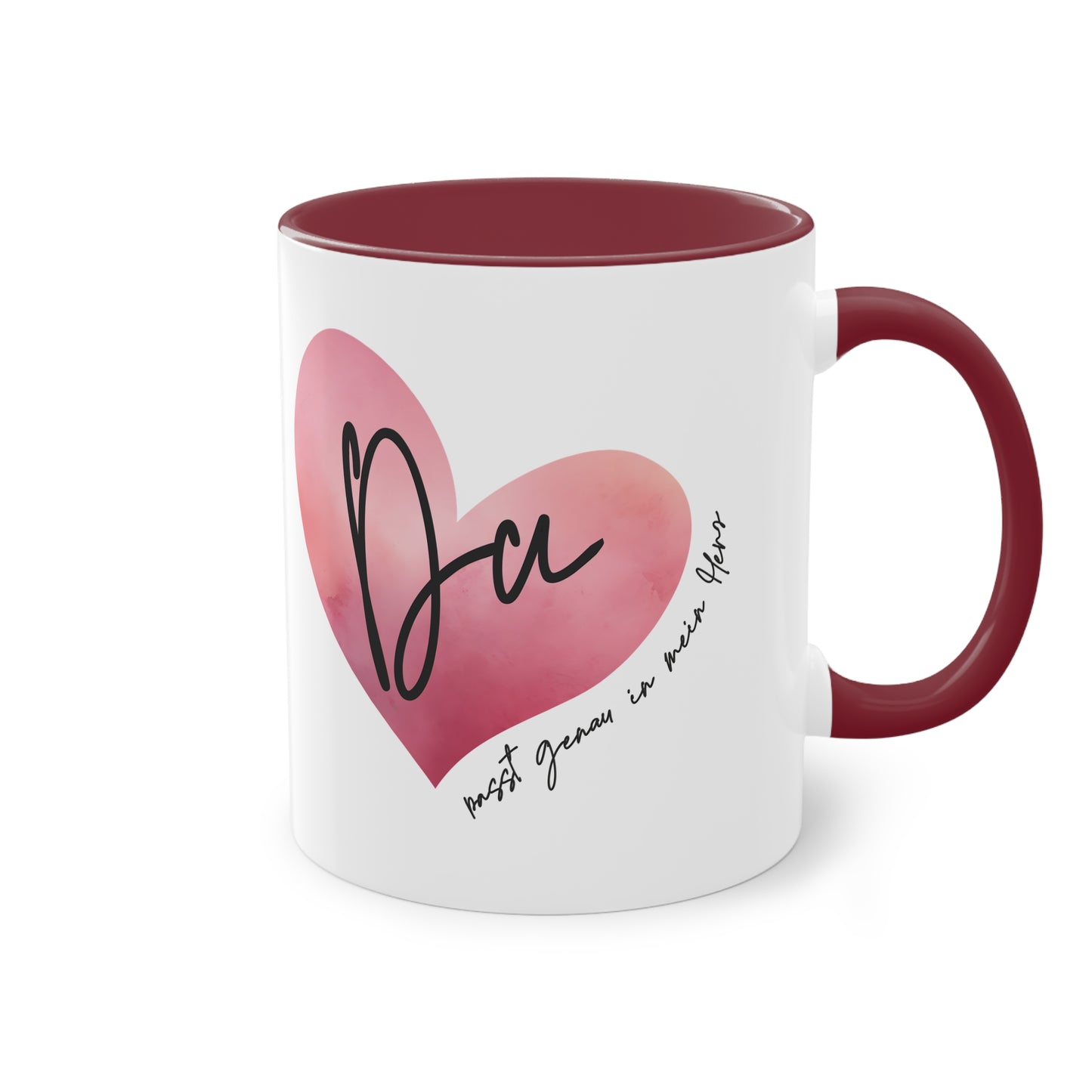 Tasse "Du passt genau in mein Herz" Geschenk für die Liebsten, stilvolles Wasserfarben Design, Geschenk zum Jahrestag
