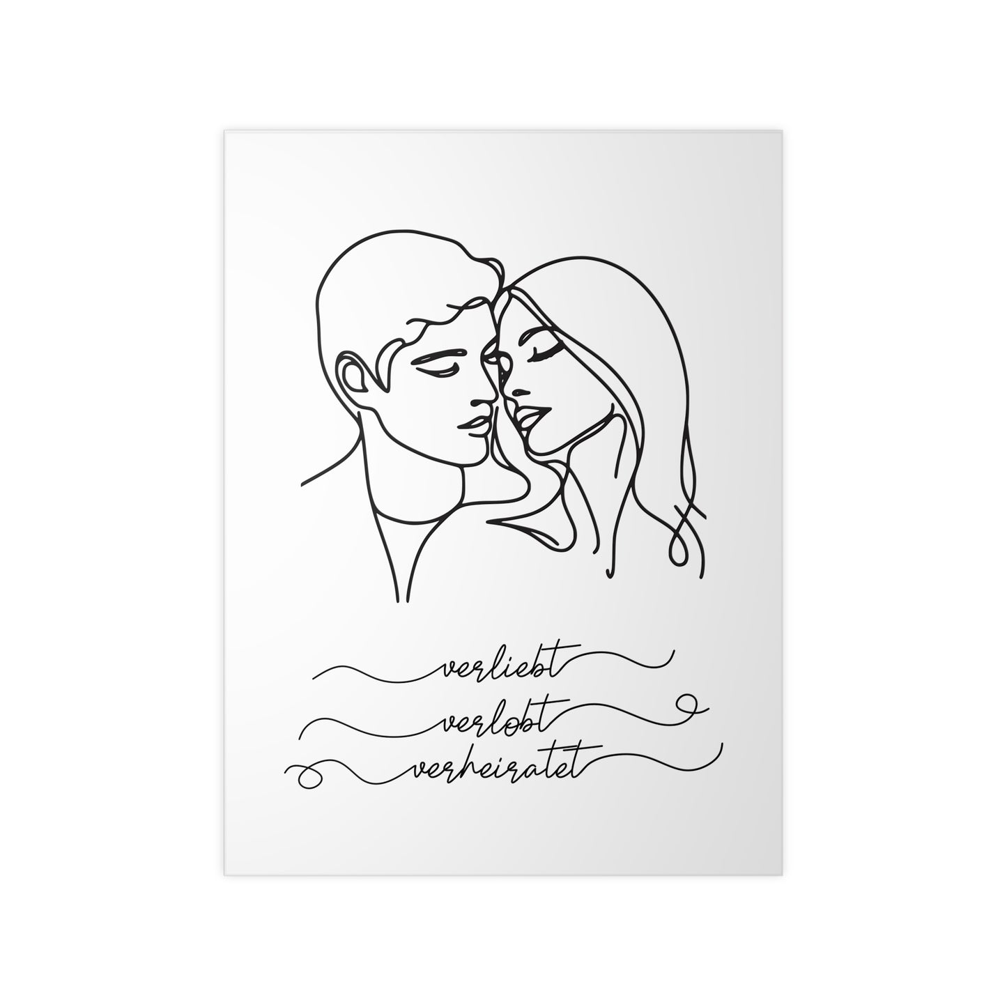 Minimalistisches Poster "Verliebt, verlobt, verheiratet"