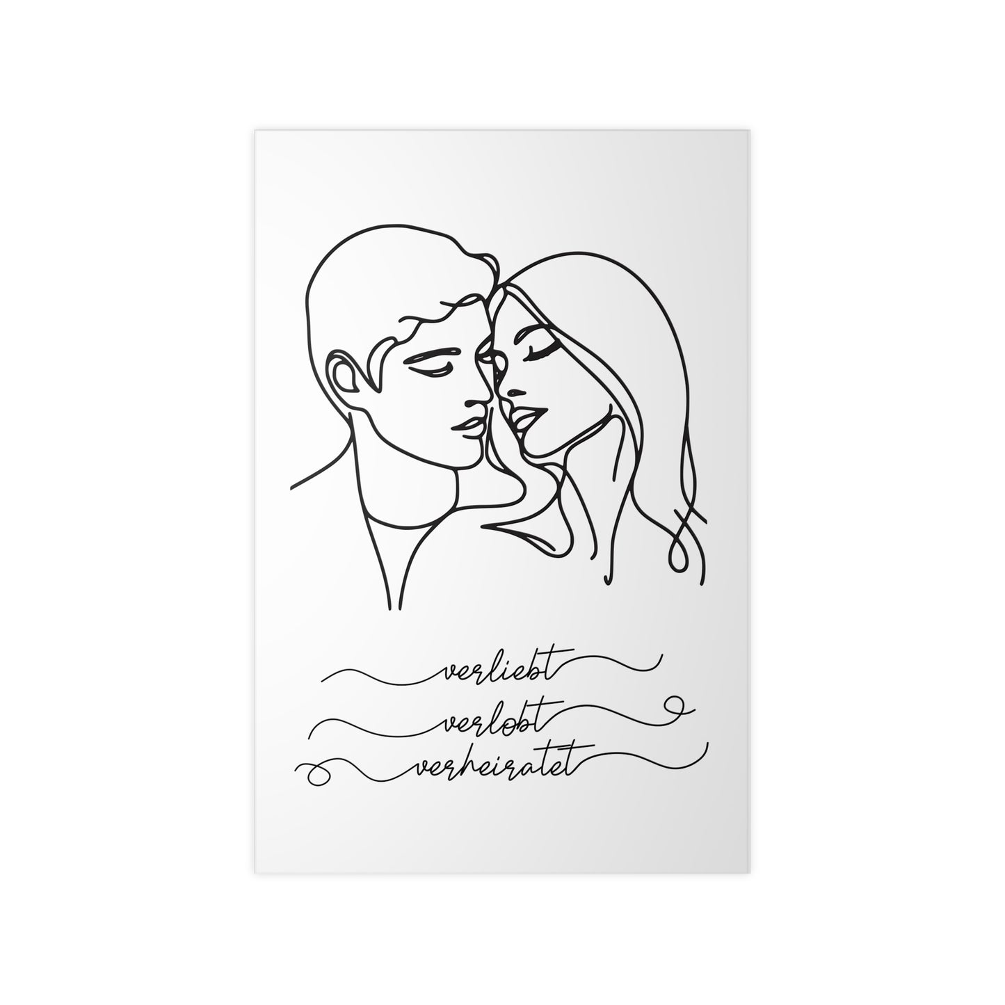 Minimalistisches Poster "Verliebt, verlobt, verheiratet"