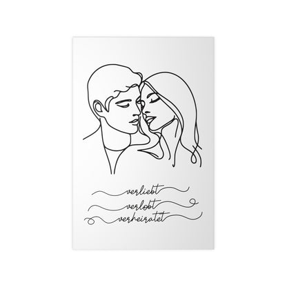 Minimalistisches Poster "Verliebt, verlobt, verheiratet"