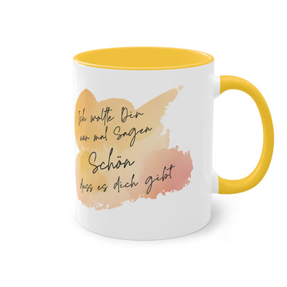 Tasse "Schön, dass es dich gibt " Geschenk für die Liebsten stilvolles Wasserfarben Design, Geschenk zum Jahrestag