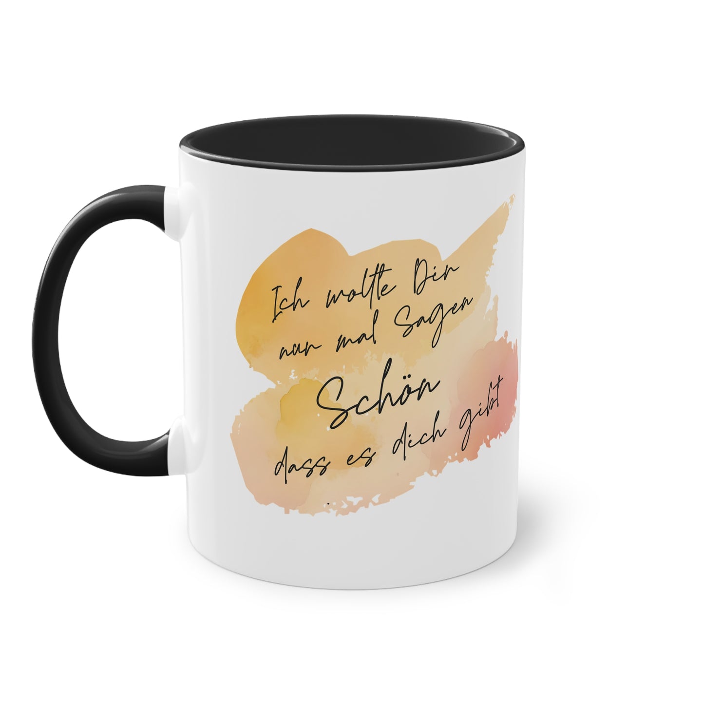 Tasse "Schön, dass es dich gibt " Geschenk für die Liebsten stilvolles Wasserfarben Design, Geschenk zum Jahrestag