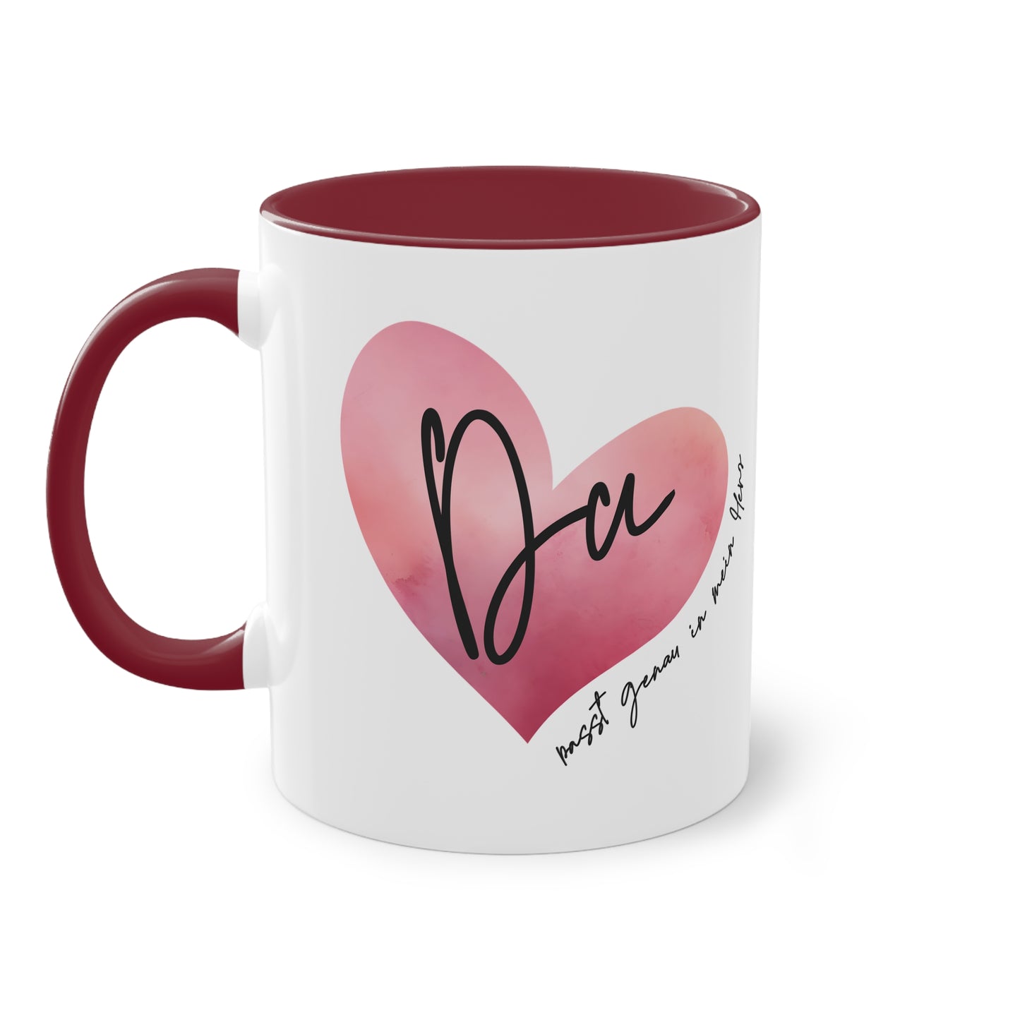 Tasse "Du passt genau in mein Herz" Geschenk für die Liebsten, stilvolles Wasserfarben Design, Geschenk zum Jahrestag
