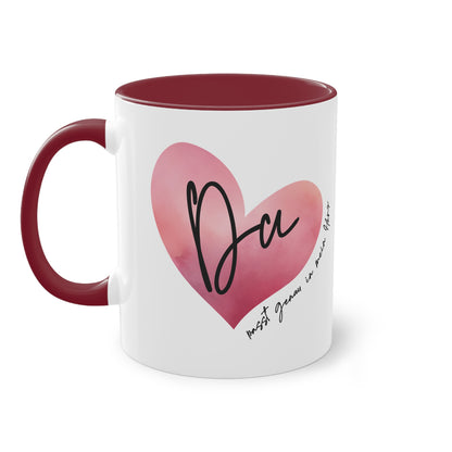 Tasse "Du passt genau in mein Herz" Geschenk für die Liebsten, stilvolles Wasserfarben Design, Geschenk zum Jahrestag