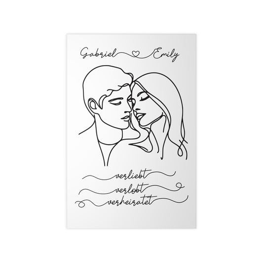 personalisierbares Poster "Verliebt, verlobt, verheiratet"