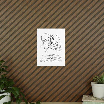 Minimalistisches Poster "Verliebt, verlobt, verheiratet"