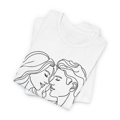 romantisches LineArt Shirt mit Zwei Liebenden  Geschenk zum Valentinstag