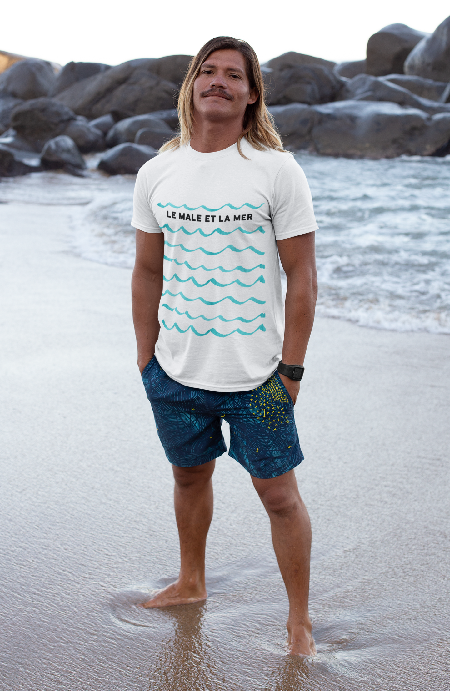 Surfer Shirt "Der Mann und das Meer" Wellen