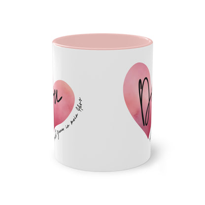 Tasse "Du passt genau in mein Herz" Geschenk für die Liebsten, stilvolles Wasserfarben Design, Geschenk zum Jahrestag