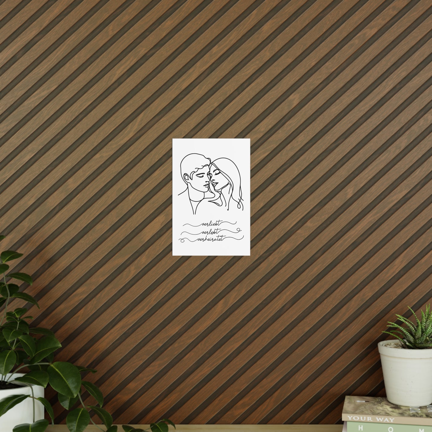 Minimalistisches Poster "Verliebt, verlobt, verheiratet"