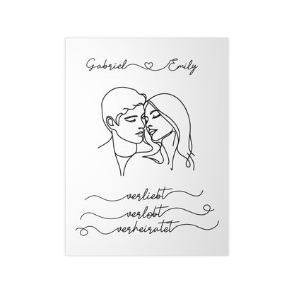 personalisierbares Poster "Verliebt, verlobt, verheiratet"
