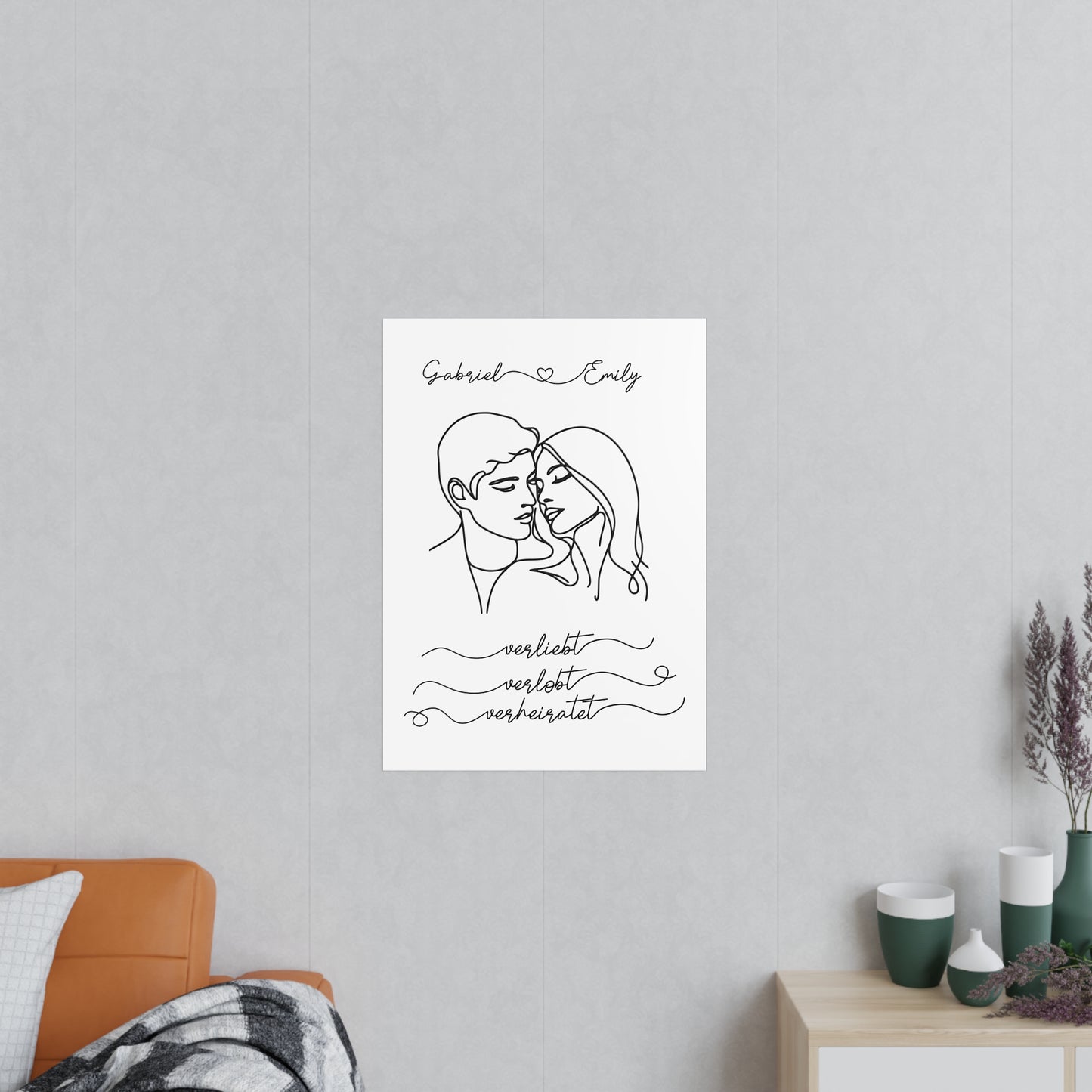 personalisierbares Poster "Verliebt, verlobt, verheiratet"