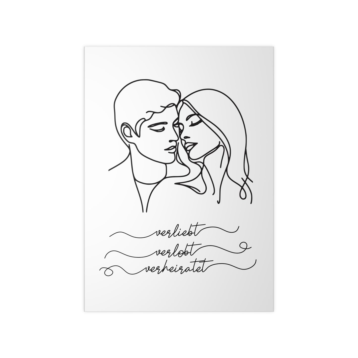 Minimalistisches Poster "Verliebt, verlobt, verheiratet"