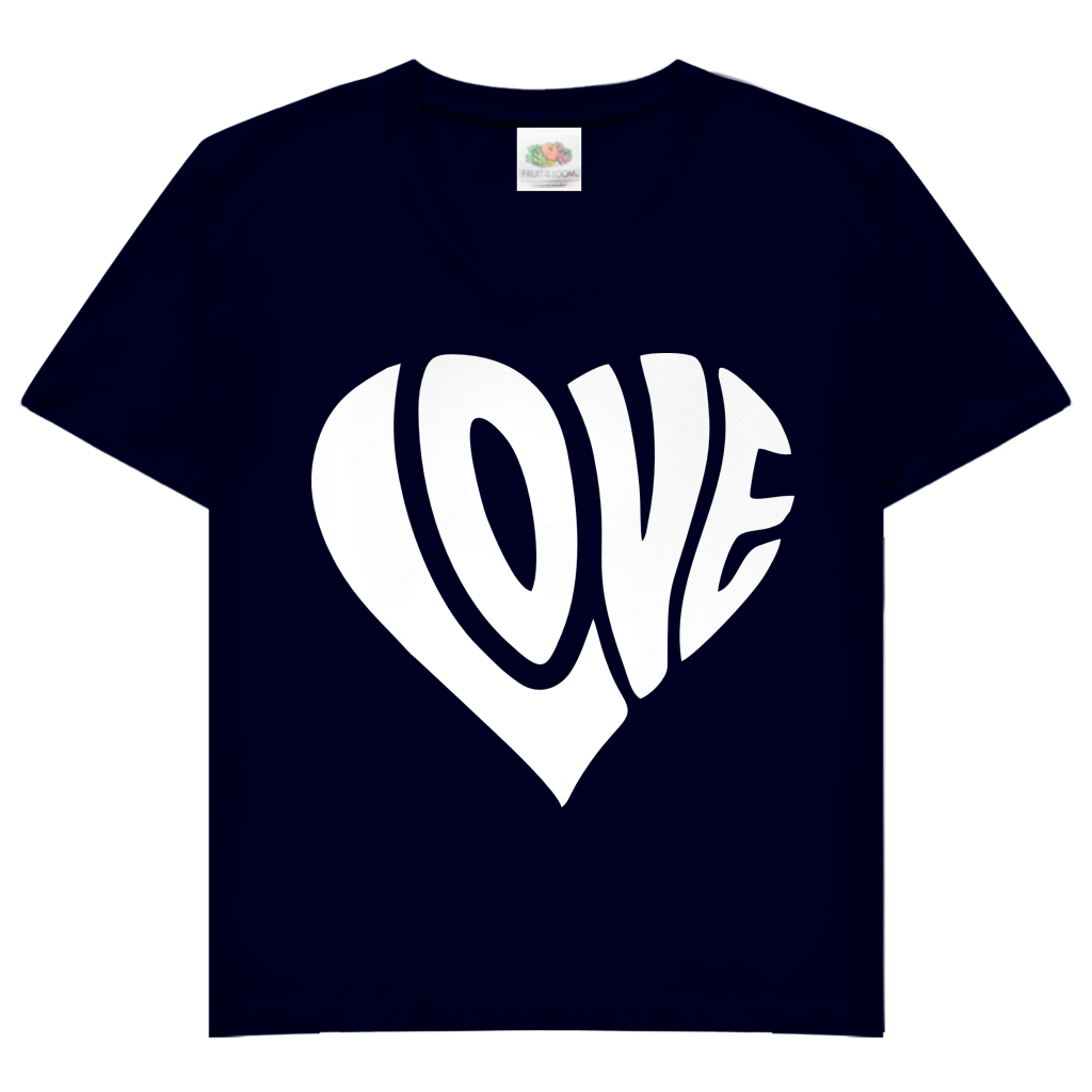 Damen Basic V-Neck T-Shirt Herz Love