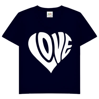 Damen Basic V-Neck T-Shirt Herz Love