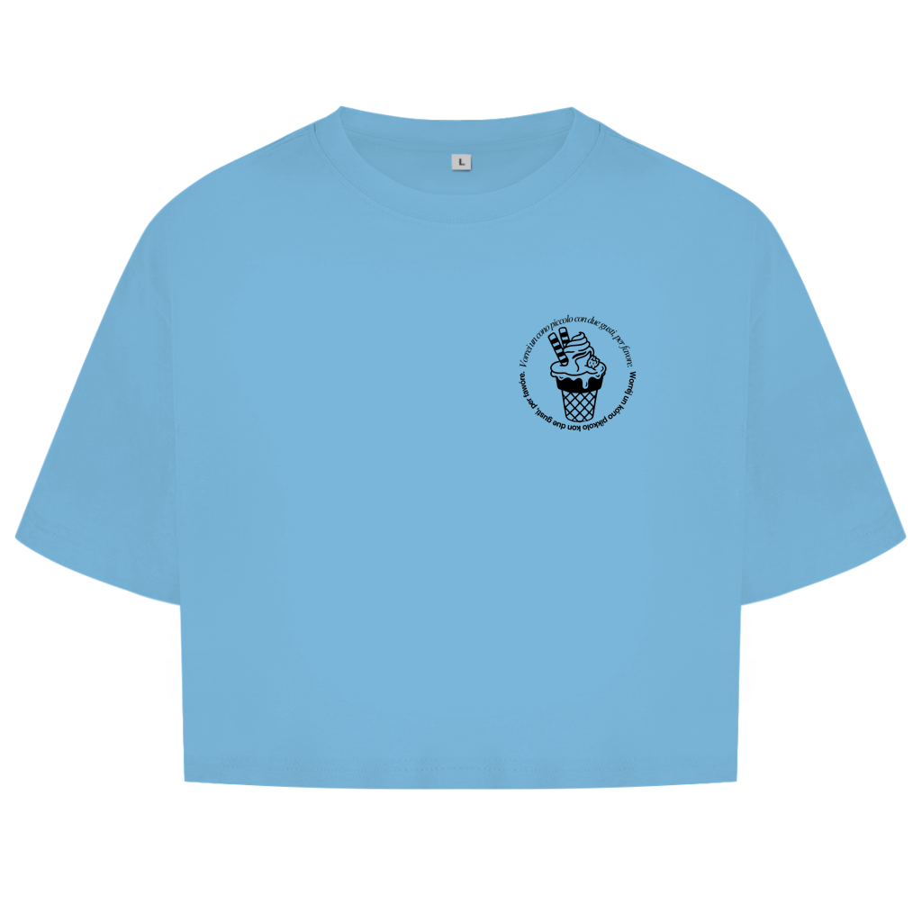 Damen Oversize Crop Top Badge  Gelato
