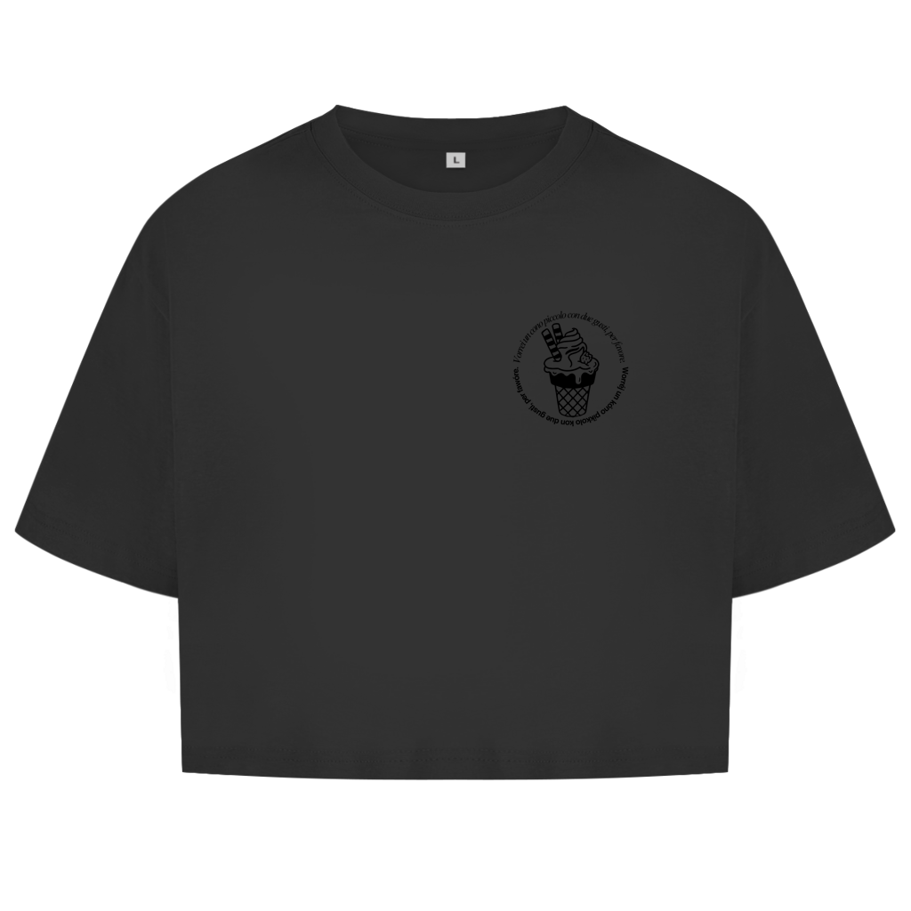 Damen Oversize Crop Top Badge  Gelato