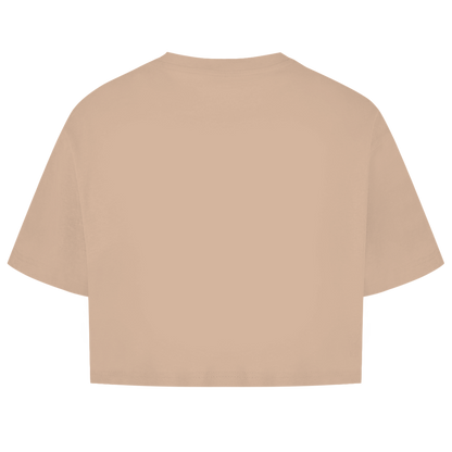 Damen Oversize Crop Top Badge  Gelato