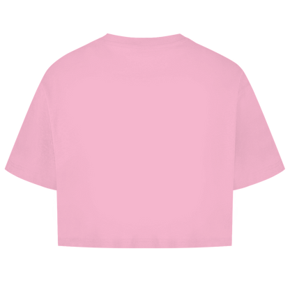 Damen Oversize Crop Top Badge  Gelato