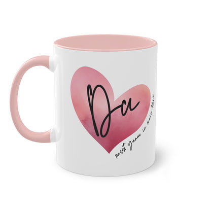 Tasse "Du passt genau in mein Herz" Geschenk für die Liebsten, stilvolles Wasserfarben Design, Geschenk zum Jahrestag