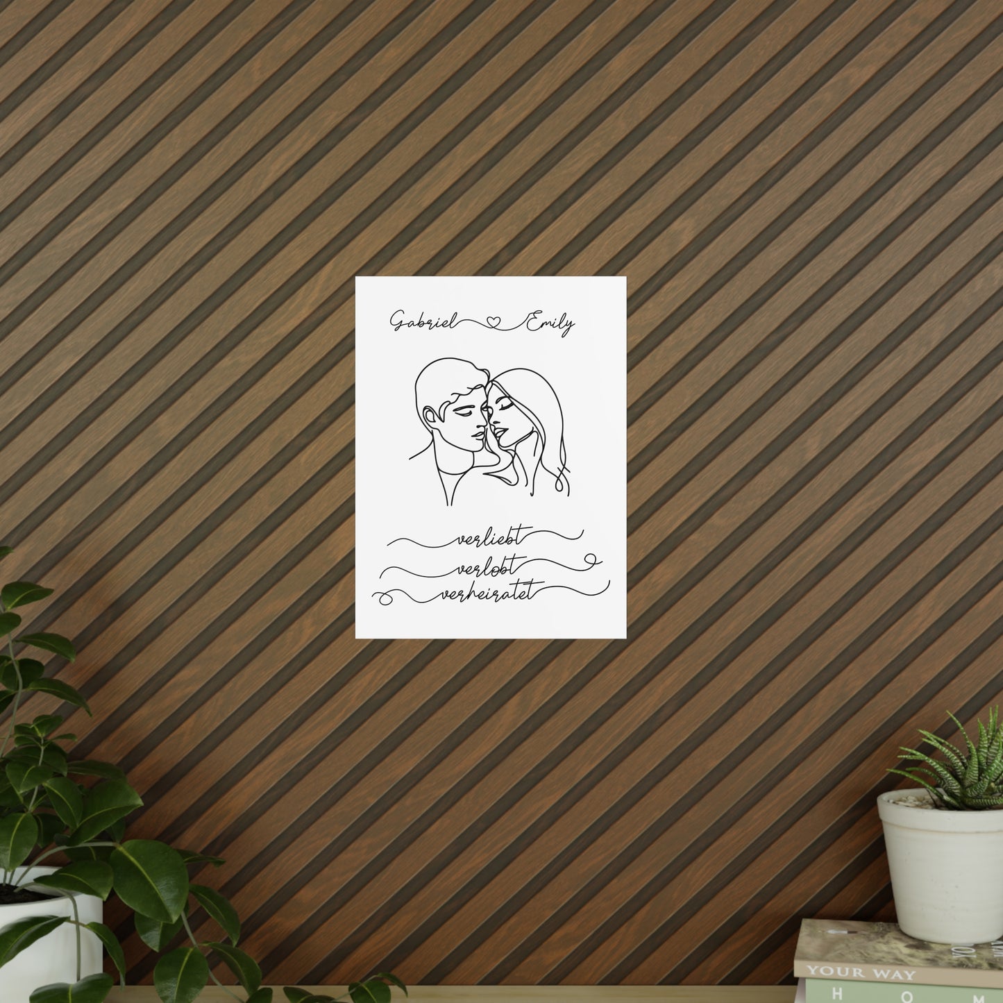 personalisierbares Poster "Verliebt, verlobt, verheiratet"