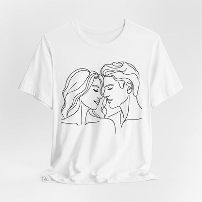 romantisches LineArt Shirt mit Zwei Liebenden  Geschenk zum Valentinstag