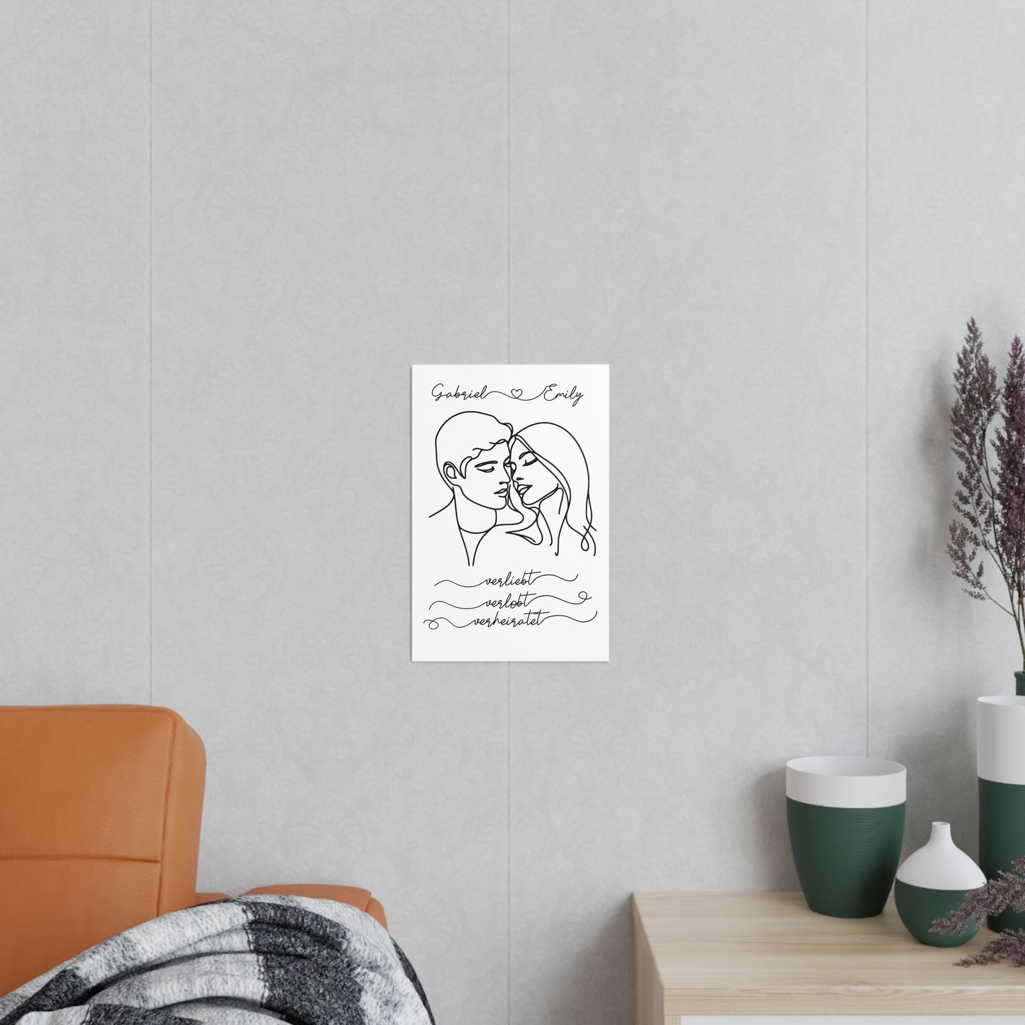 personalisierbares Poster "Verliebt, verlobt, verheiratet"