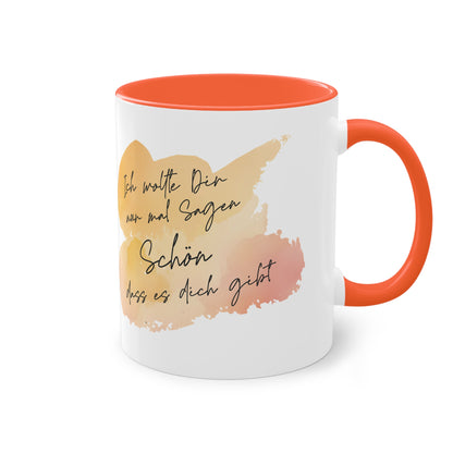 Tasse "Schön, dass es dich gibt " Geschenk für die Liebsten stilvolles Wasserfarben Design, Geschenk zum Jahrestag