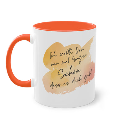 Tasse "Schön, dass es dich gibt " Geschenk für die Liebsten stilvolles Wasserfarben Design, Geschenk zum Jahrestag