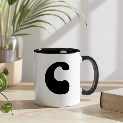 Personalisierte Tasse "Mare" mit Initiale - Stilvolles Design in Schwarz-Weiß