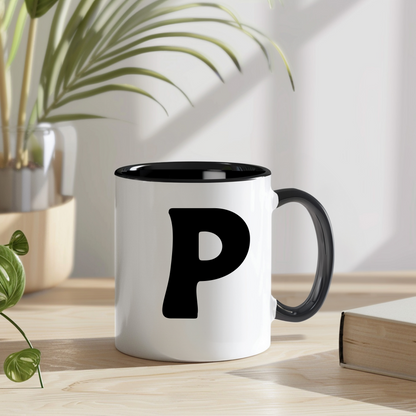 Personalisierte Tasse "Mare" mit Initiale - Stilvolles Design in Schwarz-Weiß