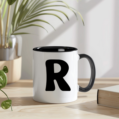 Personalisierte Tasse "Mare" mit Initiale - Stilvolles Design in Schwarz-Weiß