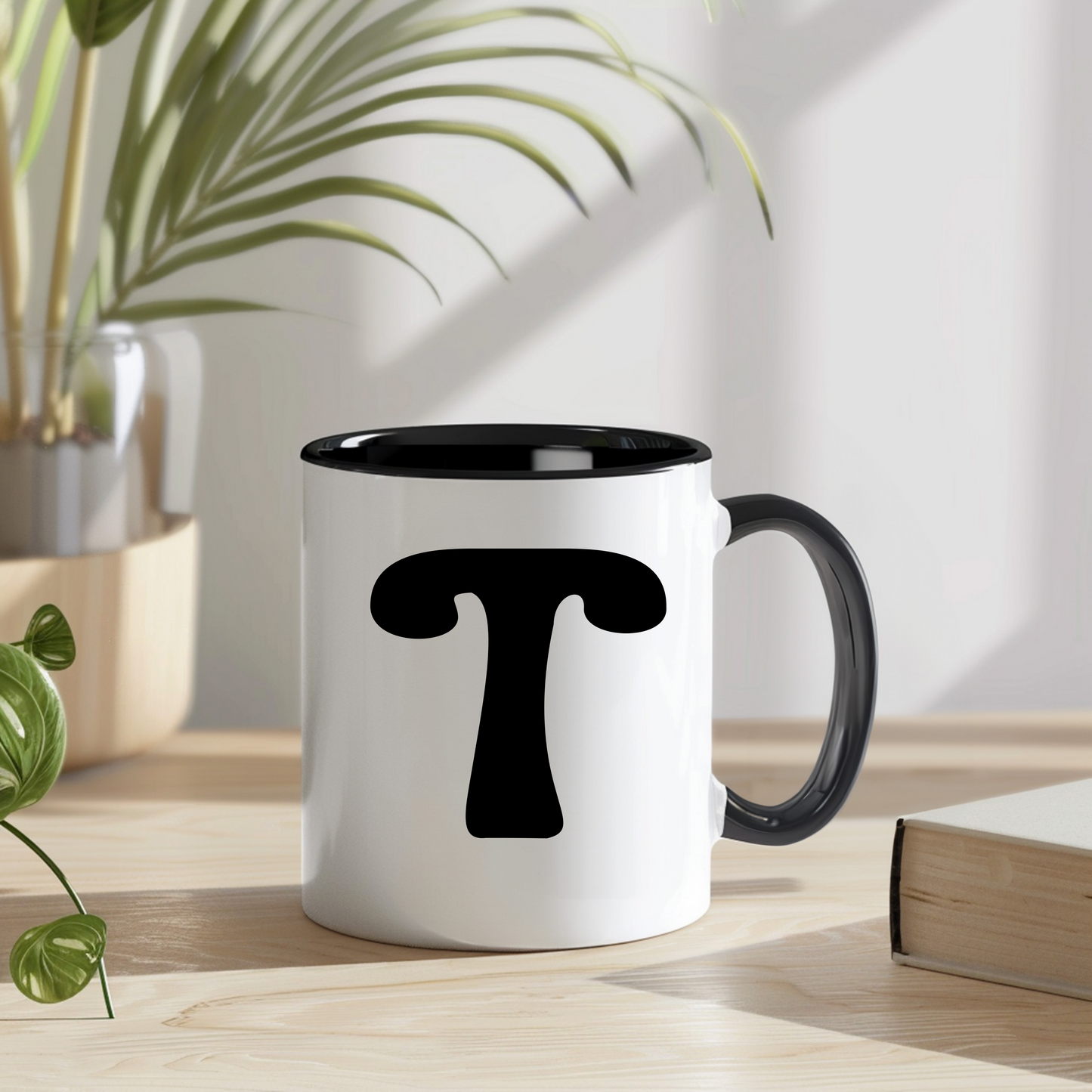 Personalisierte Tasse "Mare" mit Initiale - Stilvolles Design in Schwarz-Weiß