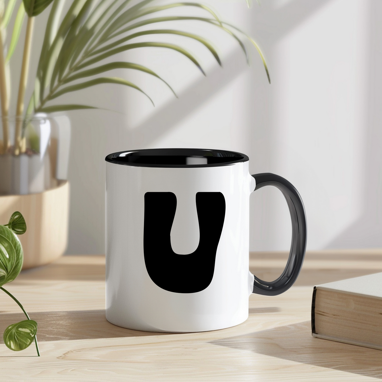Personalisierte Tasse "Mare" mit Initiale - Stilvolles Design in Schwarz-Weiß