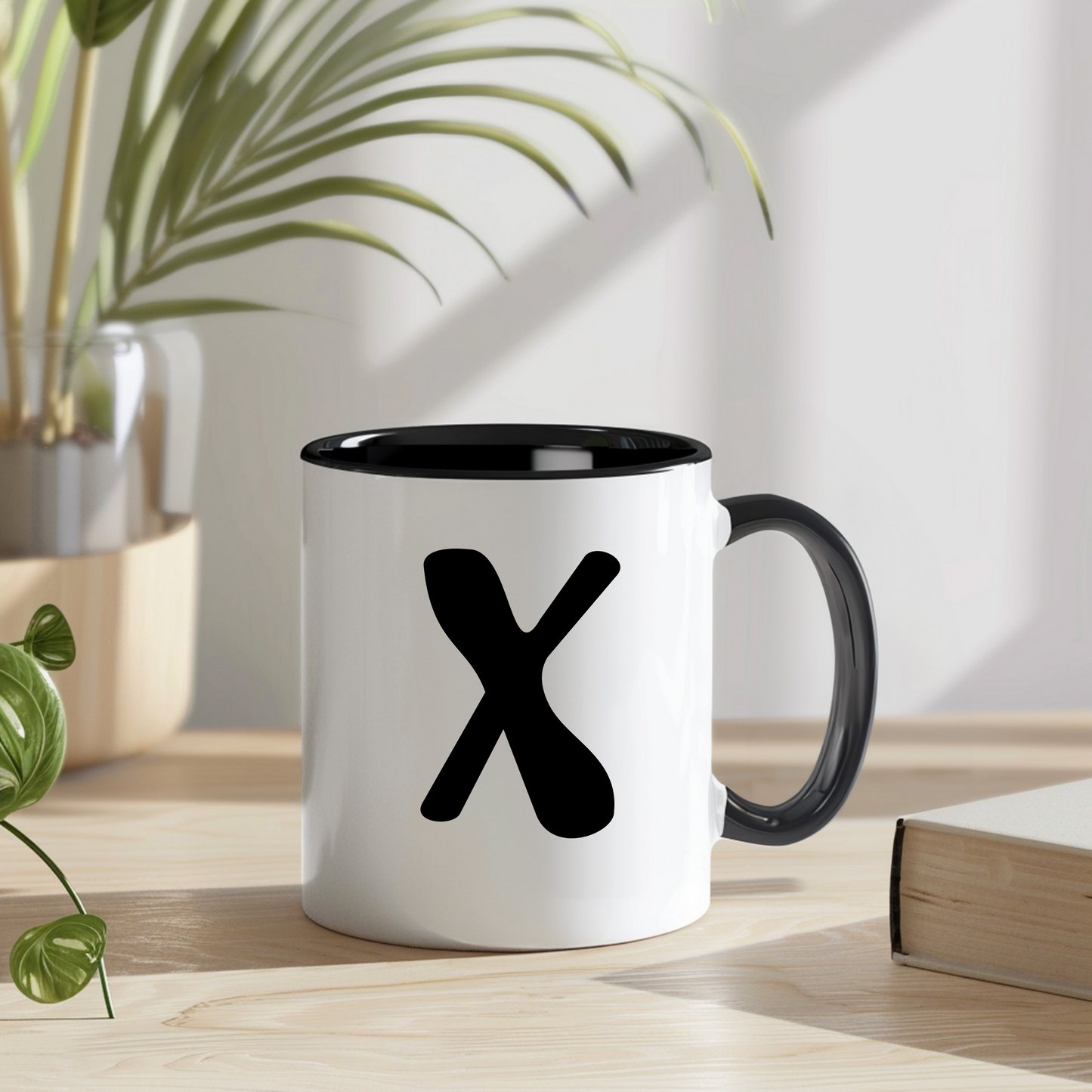 Personalisierte Tasse "Mare" mit Initiale - Stilvolles Design in Schwarz-Weiß