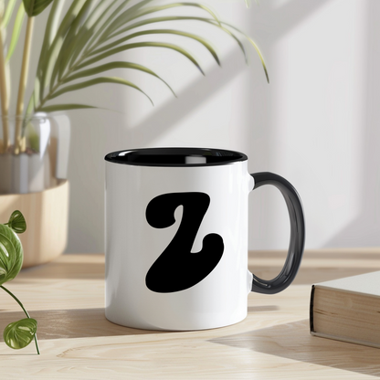 Personalisierte Tasse "Mare" mit Initiale - Stilvolles Design in Schwarz-Weiß